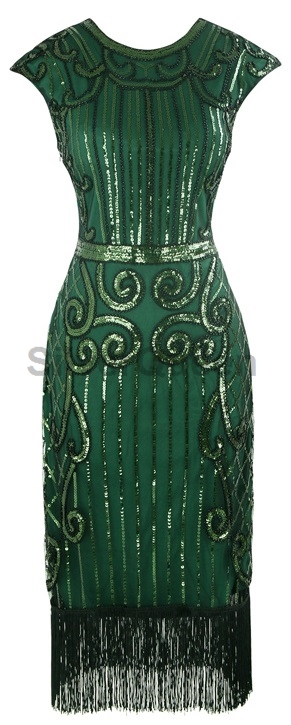 Grøn cocktail flapper kjole